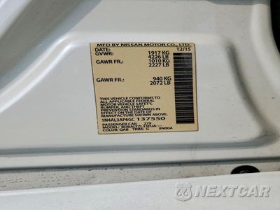 Zdjęcie 12 z 12 samochodu: 2016 NISSAN ALTIMA 2.5 SL VIN:1N4AL3AP6GC137550 - miniatura