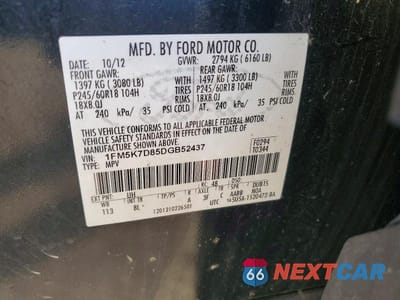 Zdjęcie 14 z 14 samochodu: 2013 FORD EXPLORER XLT VIN:1FM5K7D85DGB52437 - miniatura