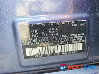 Zdjęcie 12 z 12 samochodu: 2013 SUBARU LEGACY 2.5I PREMIUM VIN:4S3BMCC67D3023519 - miniatura