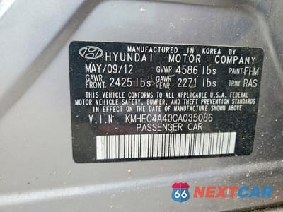 Zdjęcie 12 z 12 samochodu: 2012 HYUNDAI SONATA HYBRID VIN:KMHEC4A40CA035086 - miniatura