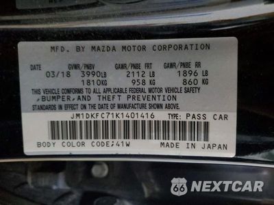 Zdjęcie 13 z 13 samochodu: 2019 MAZDA CX-3 TOURING VIN:JM1DKFC71K1401416 - miniatura