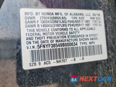 Zdjęcie 13 z 13 samochodu: 2009 HONDA PILOT EXL VIN:5FNYF38549B000634 - miniatura