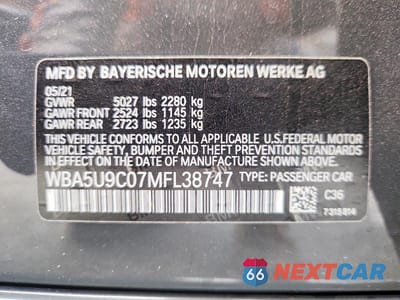 Zdjęcie 12 z 12 samochodu: 2021 BMW M340XI VIN:WBA5U9C07MFL38747 - miniatura
