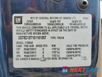 Zdjęcie 12 z 12 samochodu: 2005 GMC NEW SIERRA C1500 VIN:2GTEC13T151161557 - miniatura