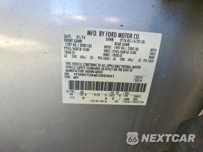 Zdjęcie 14 z 14 samochodu: 2014 FORD EXPLORER XLT VIN:1FM5K7D84EGB53841 - miniatura