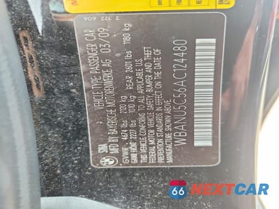 Zdjęcie 12 z 12 samochodu: 2010 BMW 5 SERIES I VIN:WBANU5C56AC124480 - miniatura