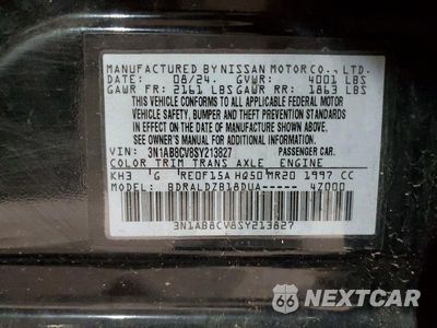 Zdjęcie 12 z 12 samochodu: 2025 NISSAN SENTRA SV VIN:3N1AB8CV8SY213827 - miniatura