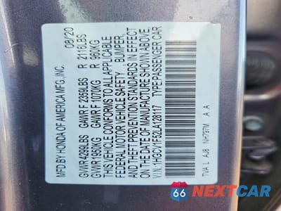 Zdjęcie 13 z 13 samochodu: 2020 HONDA ACCORD EXL VIN:1HGCV1F52LA128117 - miniatura