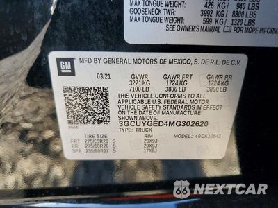 Zdjęcie 12 z 12 samochodu: 2021 CHEVROLET SILVERADO K1500 LTZ VIN:3GCUYGED4MG302620 - miniatura