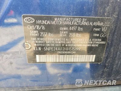 Zdjęcie 12 z 12 samochodu: 2017 HYUNDAI SONATA SE VIN:5NPE24AF2HH515199 - miniatura