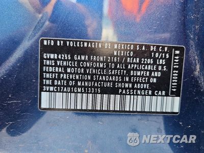 Zdjęcie 12 z 12 samochodu: 2016 VOLKSWAGEN GOLF SPORTWAGEN S VIN:3VWC17AU1GM513315 - miniatura