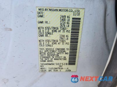 Zdjęcie 12 z 12 samochodu: 2011 NISSAN XTERRA X VIN:5N1AN0NW0BC507528 - miniatura