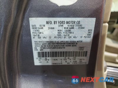 Zdjęcie 13 z 13 samochodu: 2008 FORD ESCAPE XLT VIN:1FMCU93128KD40210 - miniatura