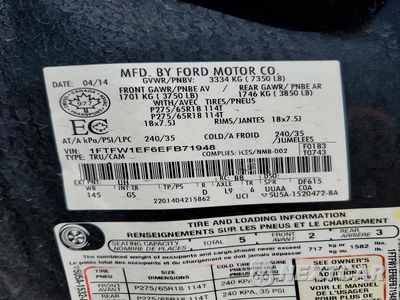 Zdjęcie 12 z 12 samochodu: 2014 FORD F150 SUPERCREW VIN:1FTFW1EF6EFB71948 - miniatura