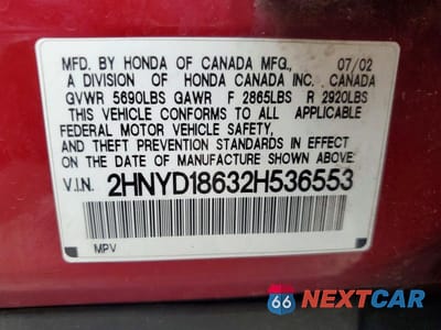 Zdjęcie 13 z 13 samochodu: 2002 ACURA MDX TOURING VIN:2HNYD18632H536553 - miniatura