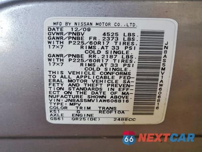Zdjęcie 13 z 13 samochodu: 2010 NISSAN ROGUE S VIN:JN8AS5MV1AW606816 - miniatura