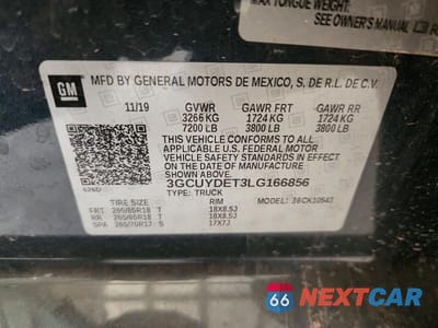 Zdjęcie 12 z 12 samochodu: 2020 CHEVROLET SILVERADO K1500 LT VIN:3GCUYDET3LG166856 - miniatura