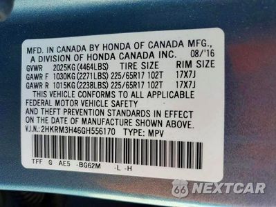 Zdjęcie 13 z 13 samochodu: 2016 HONDA CR-V SE VIN:2HKRM3H46GH556170 - miniatura