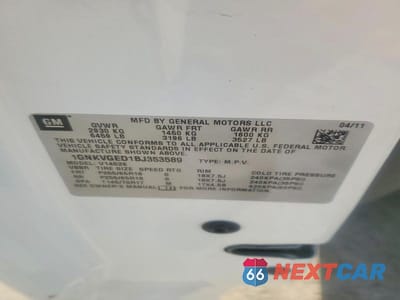 Zdjęcie 13 z 13 samochodu: 2011 CHEVROLET TRAVERSE LT VIN:1GNKVGED1BJ353589 - miniatura