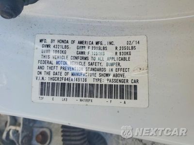 Zdjęcie 12 z 12 samochodu: 2014 HONDA ACCORD EXL VIN:1HGCR2F84EA145136 - miniatura