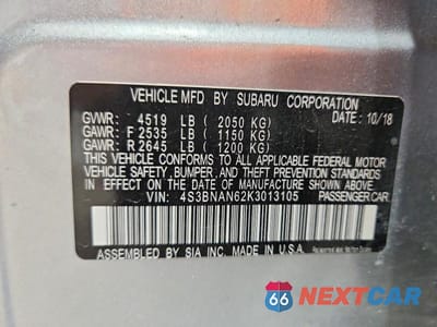 Zdjęcie 12 z 12 samochodu: 2019 SUBARU LEGACY 2.5I LIMITED VIN:4S3BNAN62K3013105 - miniatura