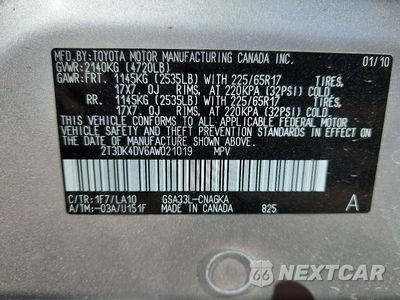 Zdjęcie 12 z 12 samochodu: 2010 TOYOTA RAV4 LIMITED VIN:2T3DK4DV6AW021019 - miniatura