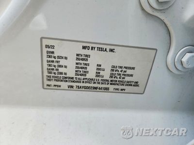 Zdjęcie 13 z 13 samochodu: 2022 TESLA MODEL Y VIN:7SAYGDEE9NF441065 - miniatura