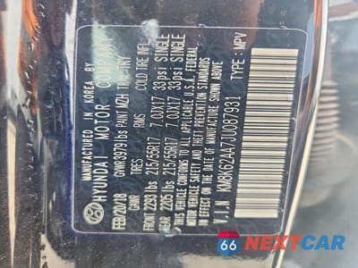 Zdjęcie 13 z 13 samochodu: 2018 HYUNDAI KONA SEL VIN:KM8K62AA7JU087931 - miniatura