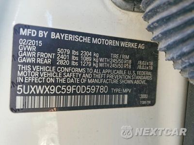 Zdjęcie 13 z 13 samochodu: 2015 BMW X3 XDRIVE28I VIN:5UXWX9C59F0D59780 - miniatura