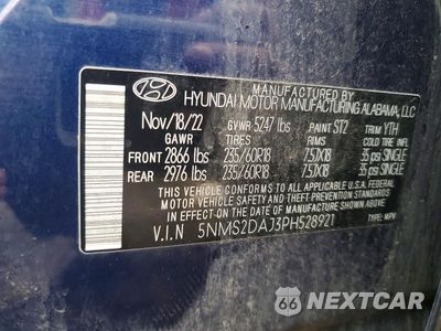 Zdjęcie 13 z 13 samochodu: 2023 HYUNDAI SANTA FE SEL VIN:5NMS2DAJ3PH528921 - miniatura