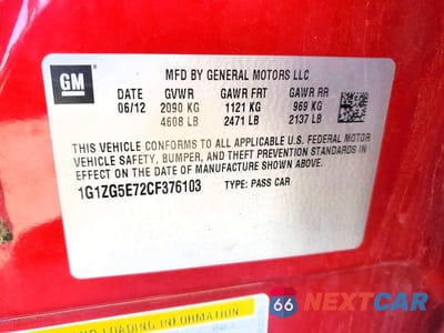 Zdjęcie 12 z 12 samochodu: 2012 CHEVROLET MALIBU LTZ VIN:1G1ZG5E72CF376103 - miniatura