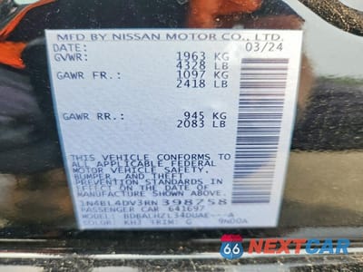 Zdjęcie 12 z 12 samochodu: 2024 NISSAN ALTIMA SV VIN:1N4BL4DV3RN398758 - miniatura
