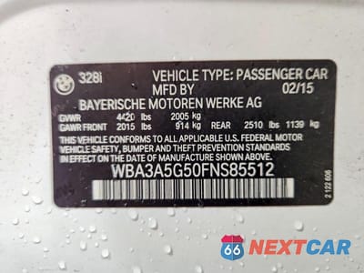 Zdjęcie 12 z 12 samochodu: 2015 BMW 328 I VIN:WBA3A5G50FNS85512 - miniatura