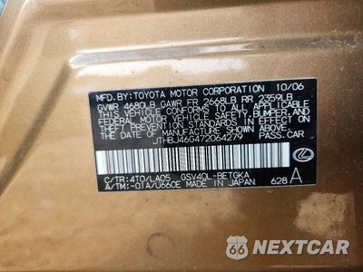 Zdjęcie 12 z 12 samochodu: 2007 LEXUS ES 350 VIN:JTHBJ46G472064279 - miniatura