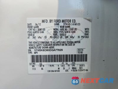 Zdjęcie 14 z 14 samochodu: 2013 FORD EXPLORER XLT VIN:1FM5K8D80DGA77829 - miniatura