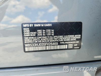 Zdjęcie 12 z 12 samochodu: 2025 BMW M3 COMPETITION VIN:WBS33HJ03SFV26469 - miniatura