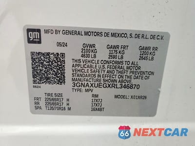 Zdjęcie 13 z 13 samochodu: 2024 CHEVROLET EQUINOX LT VIN:3GNAXUEGXRL346870 - miniatura