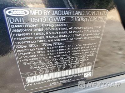 Zdjęcie 14 z 14 samochodu: 2020 LAND ROVER RANGE ROVER P525 HSE VIN:SALGS2SE7LA569075 - miniatura