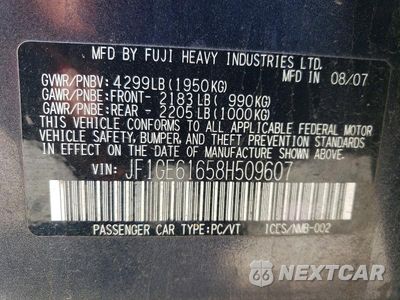 Zdjęcie 12 z 12 samochodu: 2008 SUBARU IMPREZA 2.5I VIN:JF1GE61658H509607 - miniatura