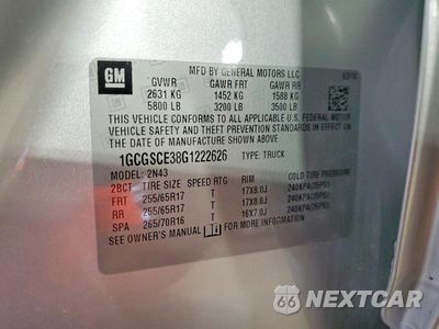 Zdjęcie 12 z 12 samochodu: 2016 CHEVROLET COLORADO LT VIN:1GCGSCE38G1222626 - miniatura