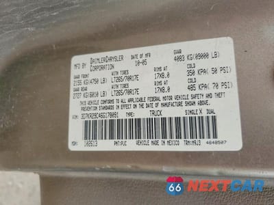 Zdjęcie 12 z 12 samochodu: 2006 DODGE RAM 2500 VIN:3D7KR29C46G178091 - miniatura