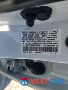 Zdjęcie 12 z 12 samochodu: 2019 HONDA INSIGHT TOURING VIN:19XZE4F93KE007945 - miniatura