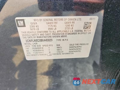 Zdjęcie 12 z 12 samochodu: 2011 CHEVROLET EQUINOX LT VIN:2CNFLNEC0B6445829 - miniatura