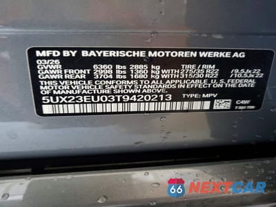 Zdjęcie 14 z 14 samochodu: 2026 BMW X5 XDRIVE40I VIN:5UX23EU03T9420213 - miniatura