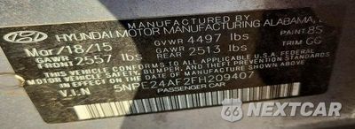 Zdjęcie 12 z 12 samochodu: 2015 HYUNDAI SONATA SE VIN:5NPE24AF2FH209407 - miniatura