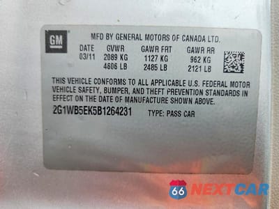 Zdjęcie 12 z 12 samochodu: 2011 CHEVROLET IMPALA LT VIN:2G1WB5EK5B1264231 - miniatura