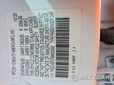 Zdjęcie 12 z 12 samochodu: 2021 HONDA ACCORD SPORT VIN:1HGCV2F37MA002552 - miniatura