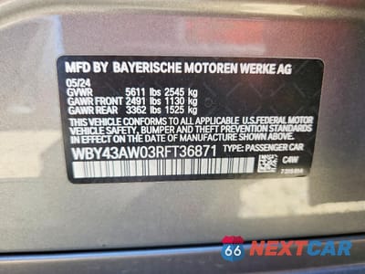 Zdjęcie 12 z 12 samochodu: 2024 BMW I4 EDRIVE 35 VIN:WBY43AW03RFT36871 - miniatura