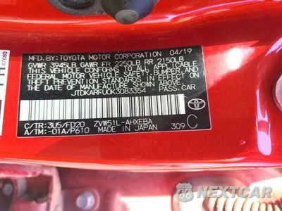 Zdjęcie 12 z 12 samochodu: 2019 TOYOTA PRIUS LE VIN:JTDKARFU0K3083354 - miniatura