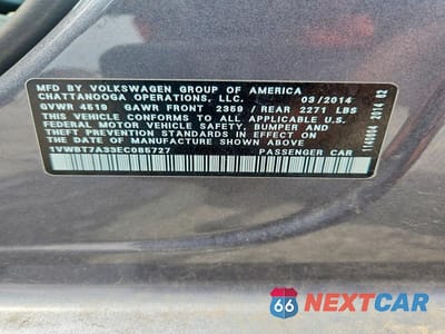 Zdjęcie 12 z 12 samochodu: 2014 VOLKSWAGEN PASSAT SE VIN:1VWBT7A33EC085727 - miniatura